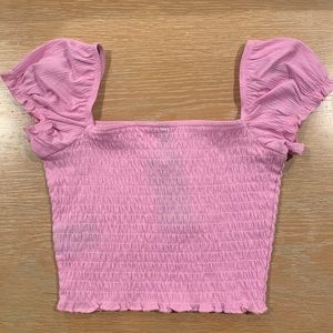 Baby Pink Smocked Crop Top